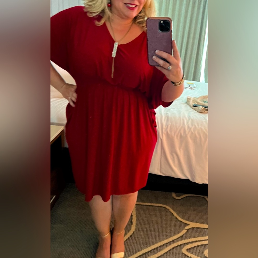 Sparkly red cocktail semi formal dress, plus size